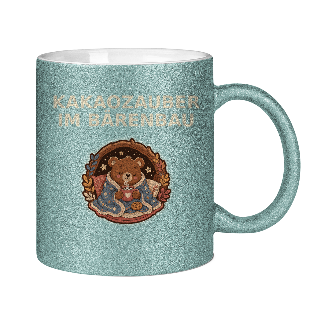 Glitzertasse Kakaozauber im Bärenbau Glitzer