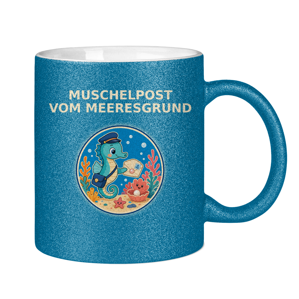 Glitzertasse Muschelpost vom Meeresgrund Pano