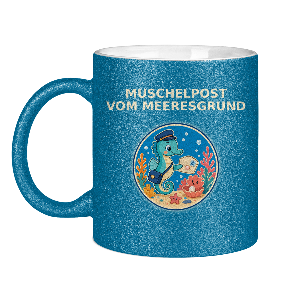 Glitzertasse Muschelpost vom Meeresgrund Pano