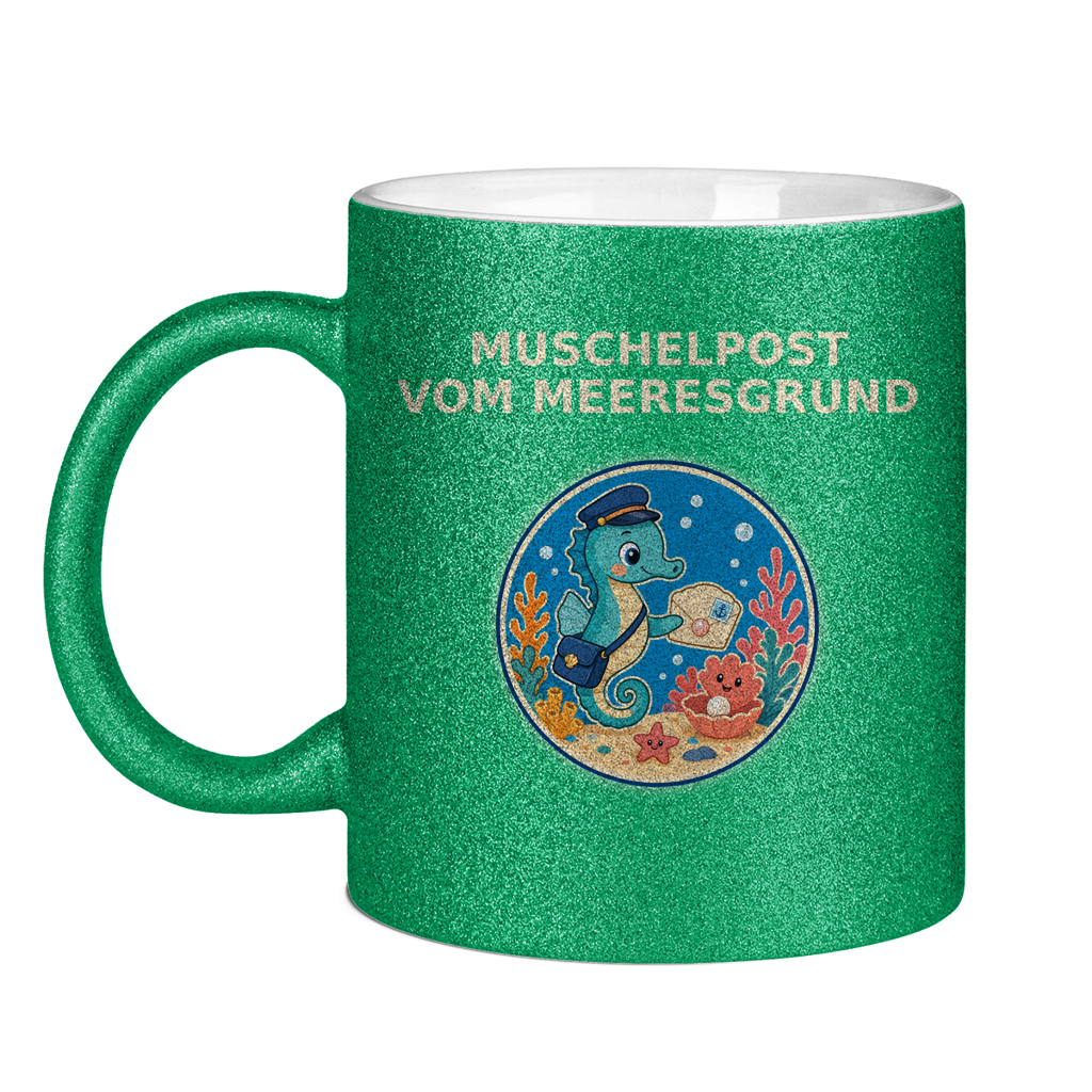 Glitzertasse Muschelpost vom Meeresgrund Pano