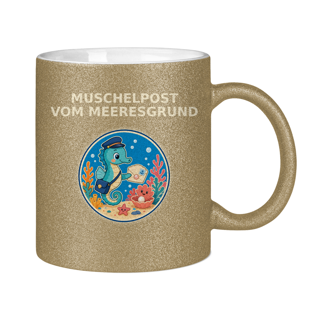 Glitzertasse Muschelpost vom Meeresgrund Pano