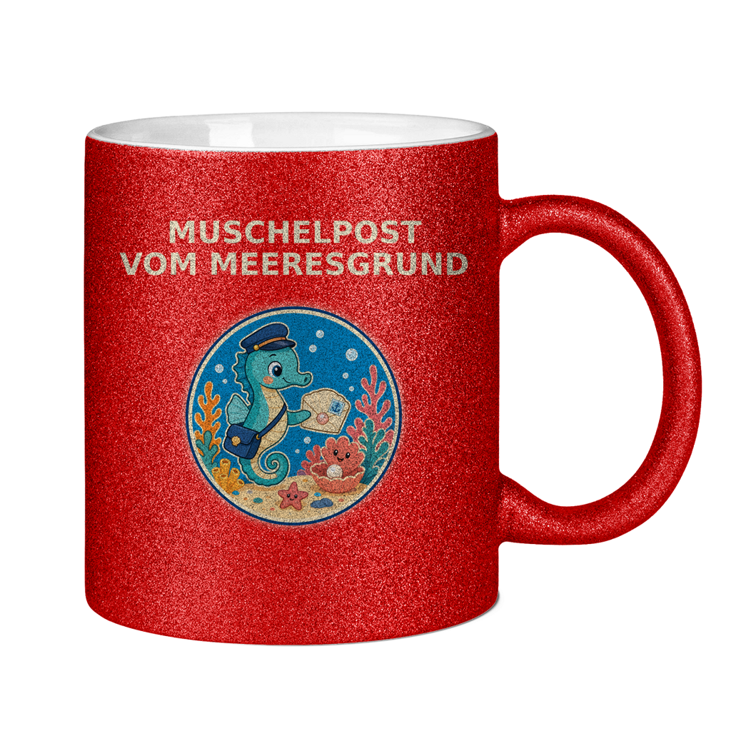 Glitzertasse Muschelpost vom Meeresgrund Pano