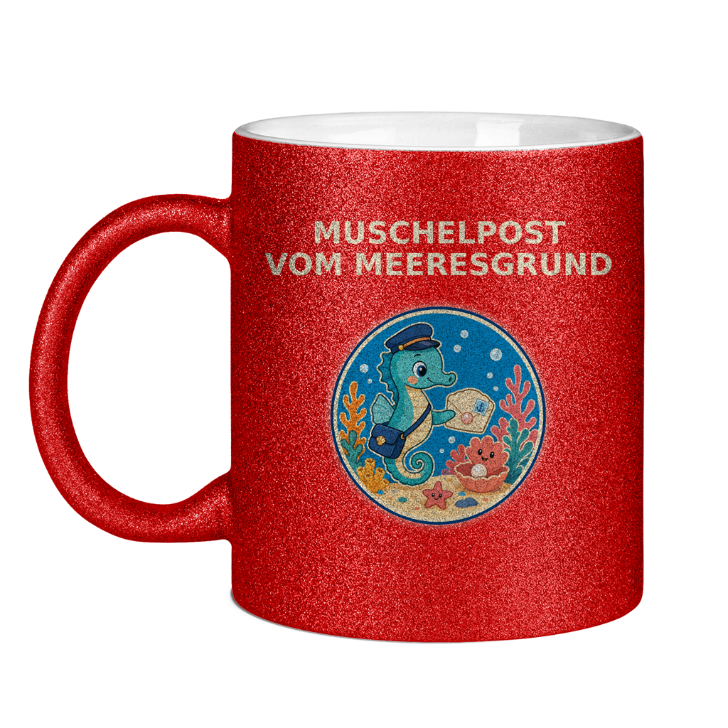 Glitzertasse Muschelpost vom Meeresgrund Pano