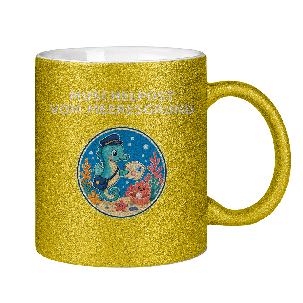 Glitzertasse Muschelpost vom Meeresgrund Pano