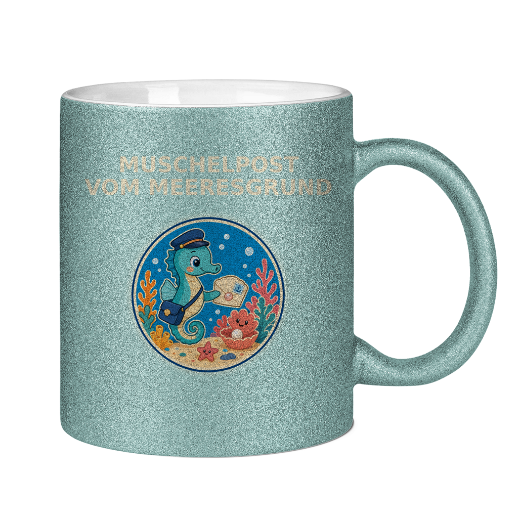Glitzertasse Muschelpost vom Meeresgrund Pano