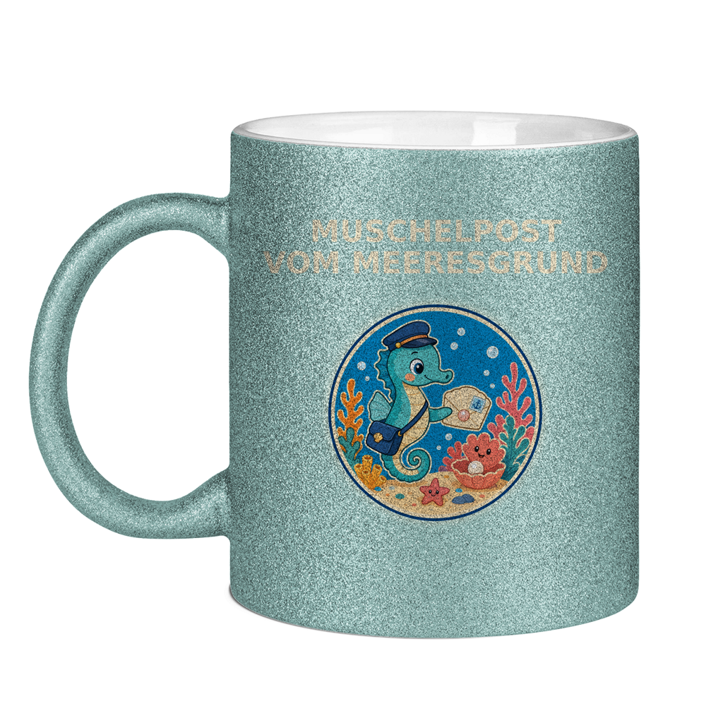 Glitzertasse Muschelpost vom Meeresgrund Pano