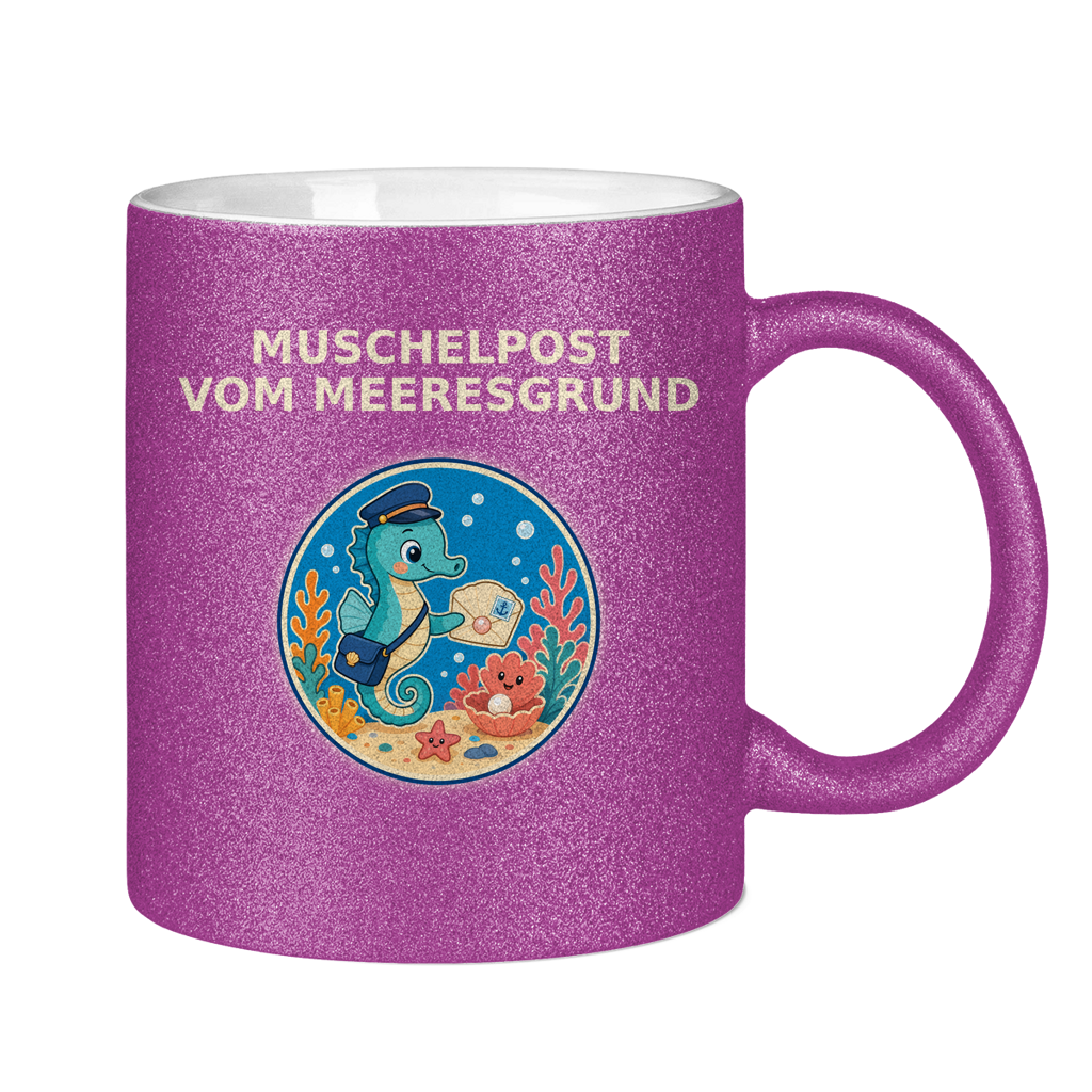 Glitzertasse Muschelpost vom Meeresgrund Pano