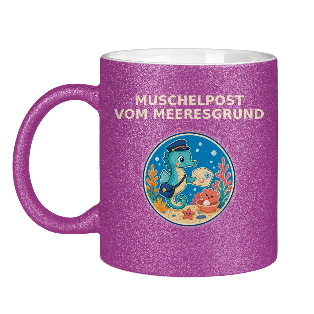 Glitzertasse Muschelpost vom Meeresgrund Pano