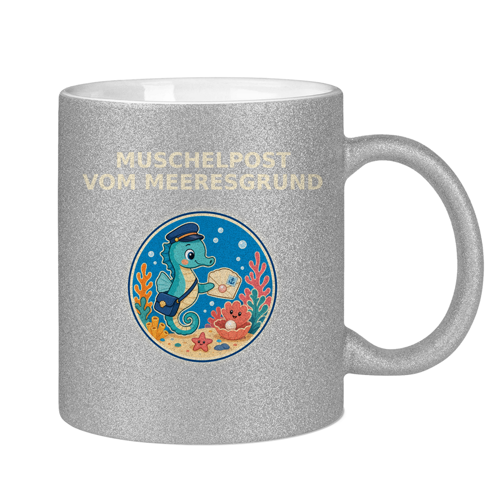 Glitzertasse Muschelpost vom Meeresgrund Pano