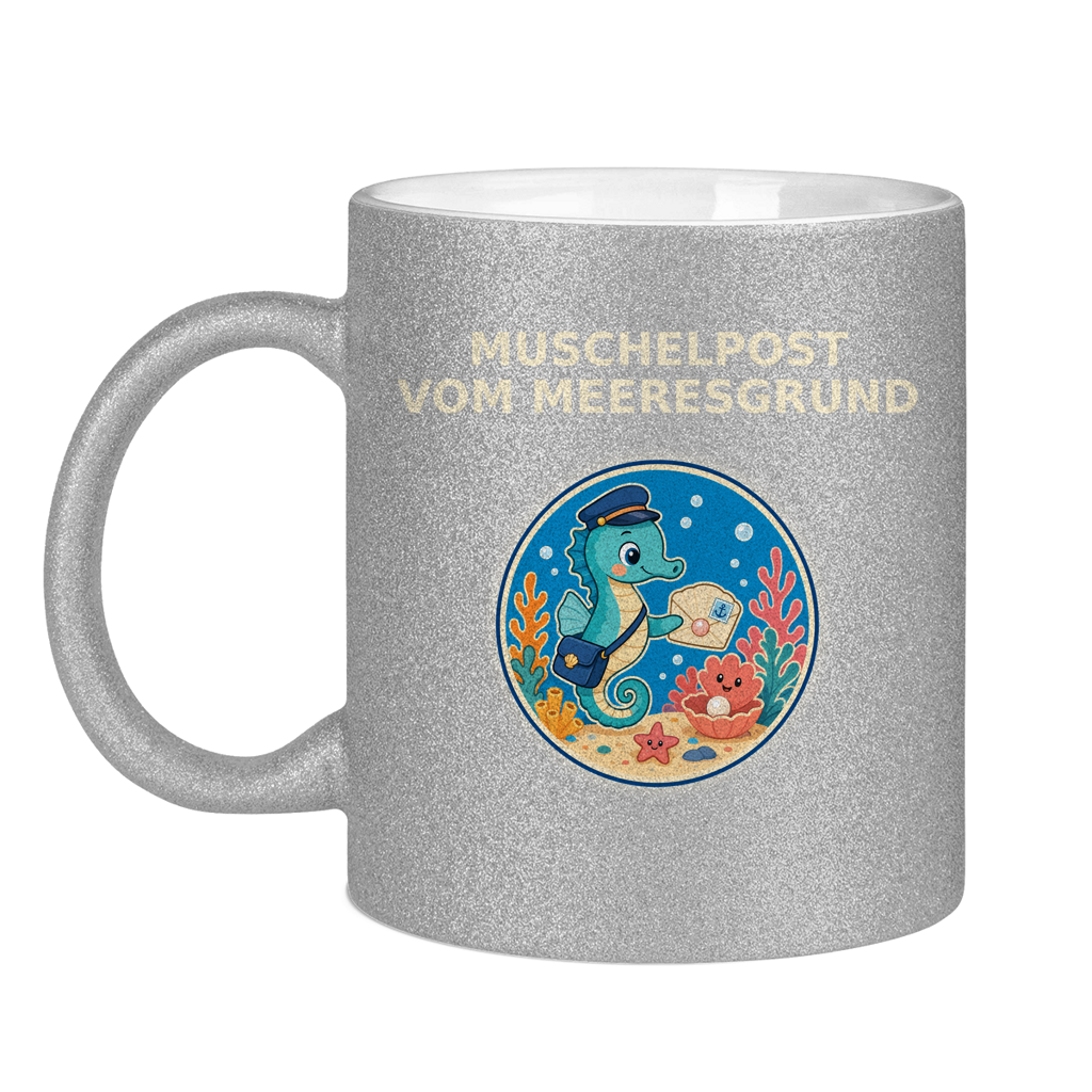Glitzertasse Muschelpost vom Meeresgrund Pano