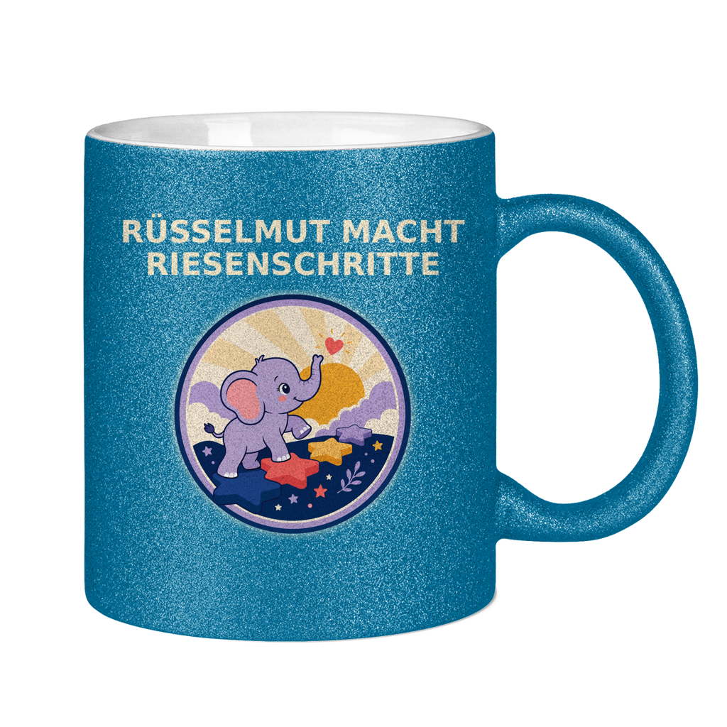 Glitzertasse Rüsselmut macht Riesenschritte Glitzer