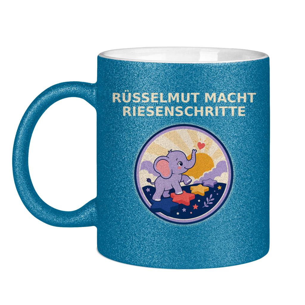 Glitzertasse Rüsselmut macht Riesenschritte Glitzer