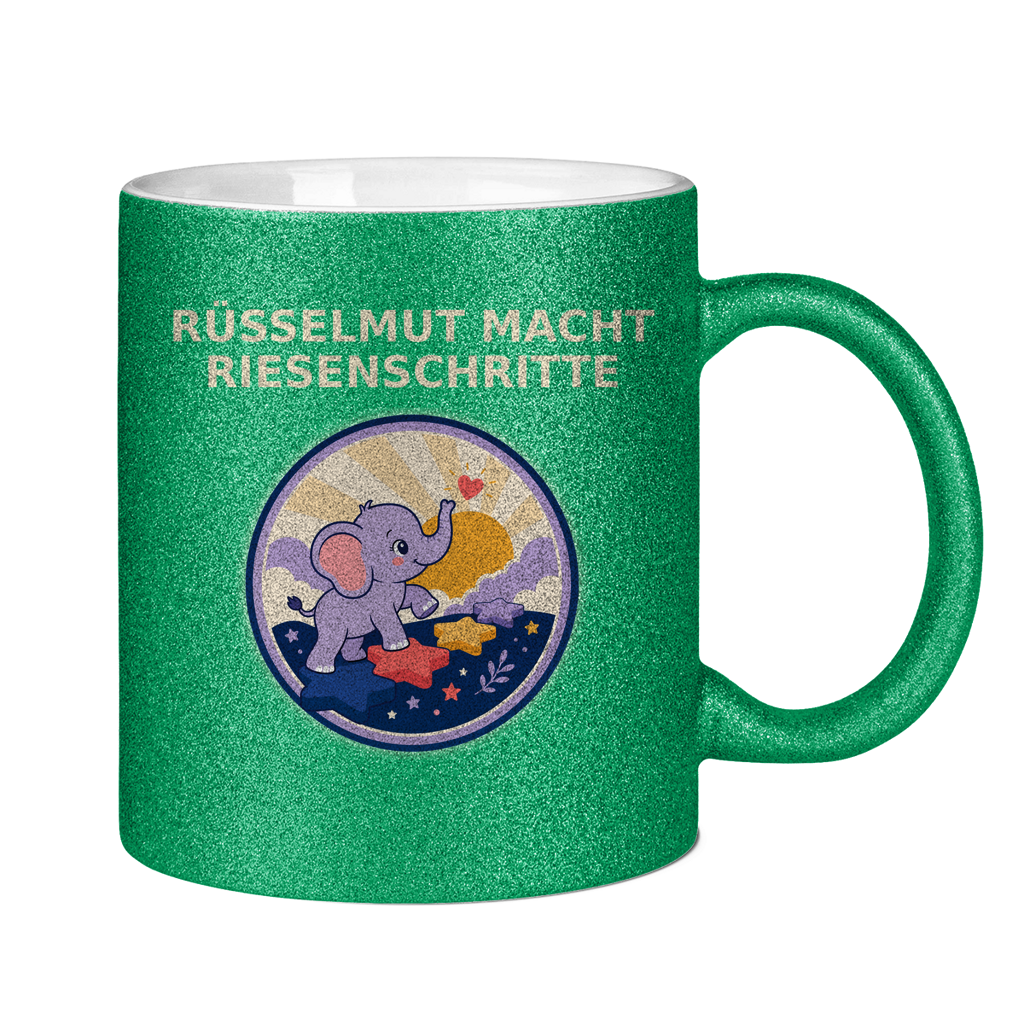 Glitzertasse Rüsselmut macht Riesenschritte Glitzer