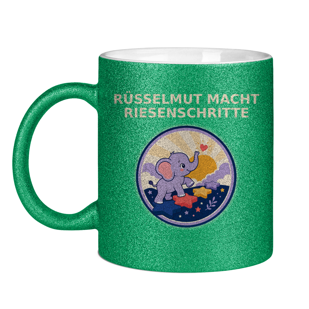 Glitzertasse Rüsselmut macht Riesenschritte Glitzer
