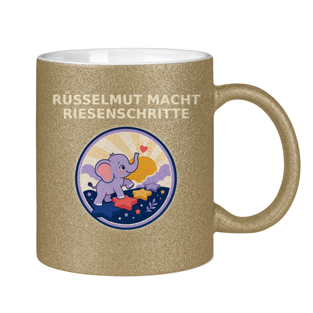Glitzertasse Rüsselmut macht Riesenschritte Glitzer
