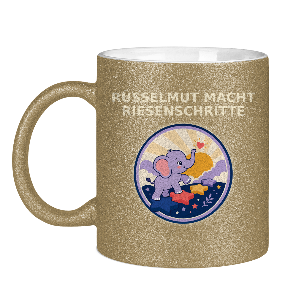 Glitzertasse Rüsselmut macht Riesenschritte Glitzer