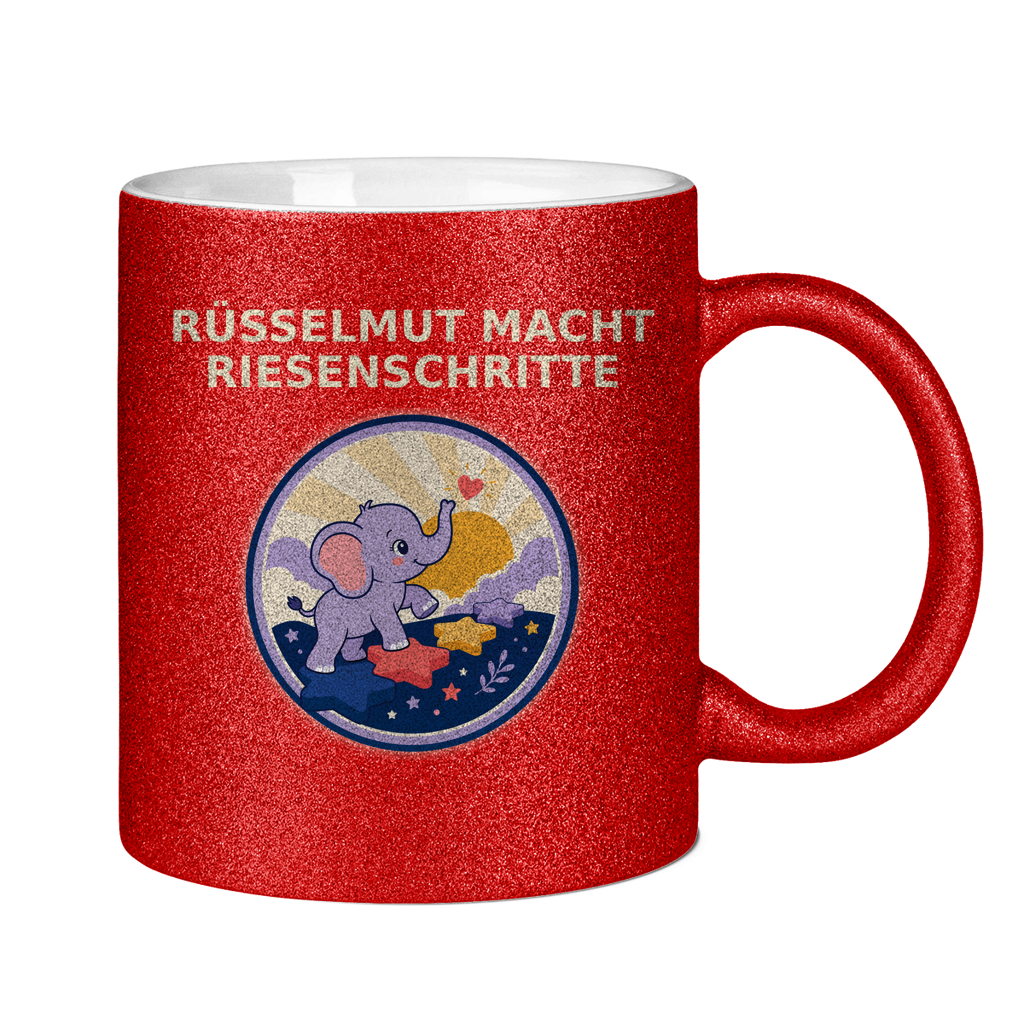 Glitzertasse Rüsselmut macht Riesenschritte Glitzer