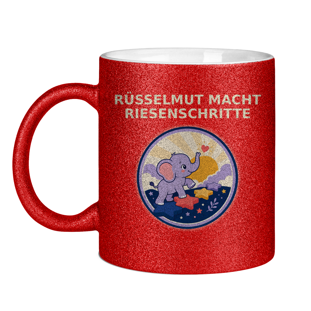 Glitzertasse Rüsselmut macht Riesenschritte Glitzer