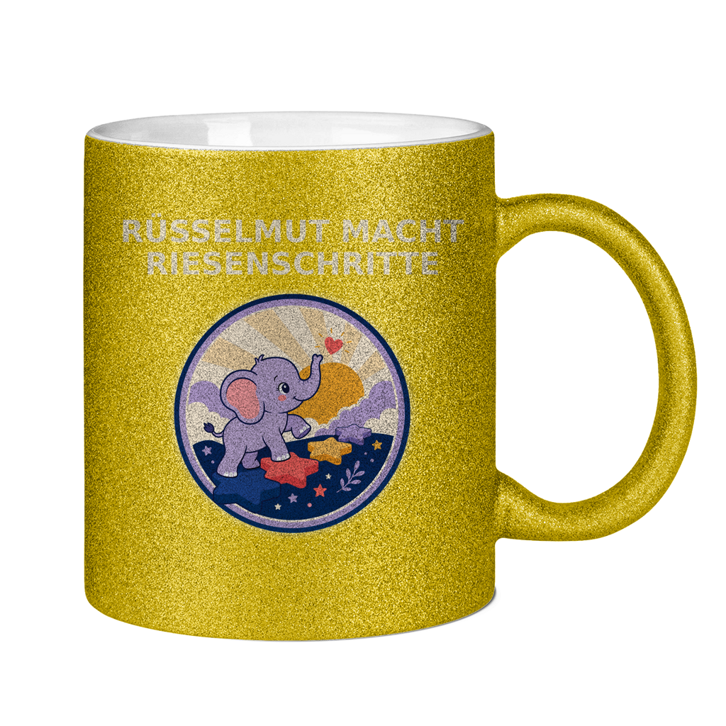 Glitzertasse Rüsselmut macht Riesenschritte Glitzer