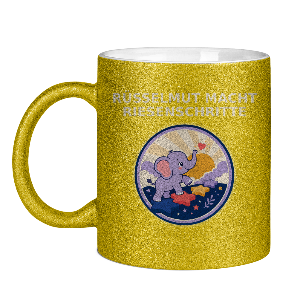 Glitzertasse Rüsselmut macht Riesenschritte Glitzer