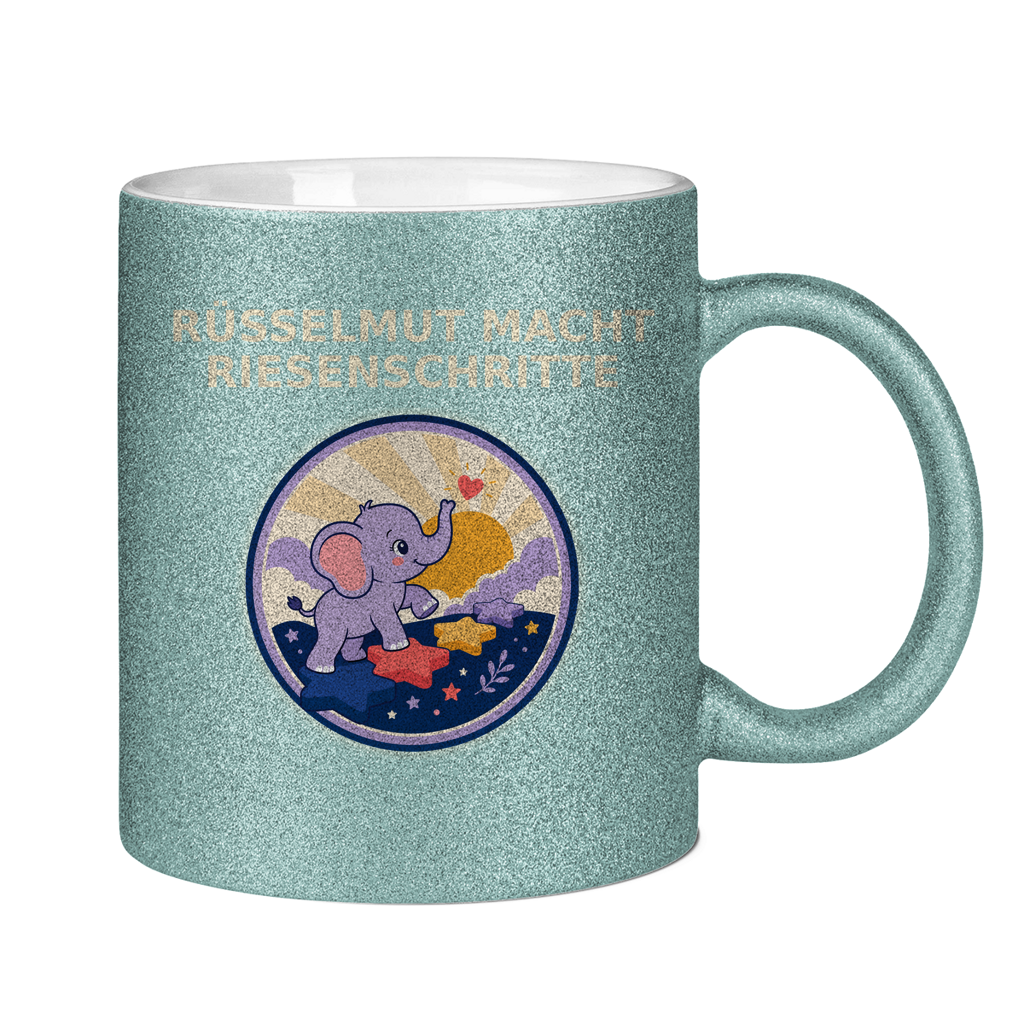 Glitzertasse Rüsselmut macht Riesenschritte Glitzer