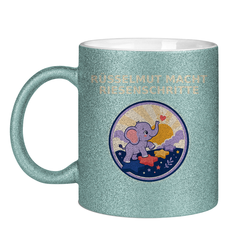 Glitzertasse Rüsselmut macht Riesenschritte Glitzer