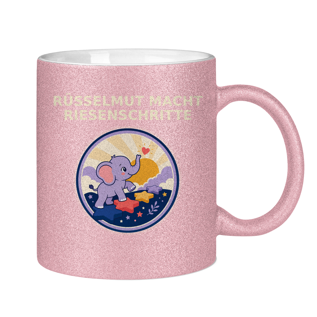 Glitzertasse Rüsselmut macht Riesenschritte Glitzer