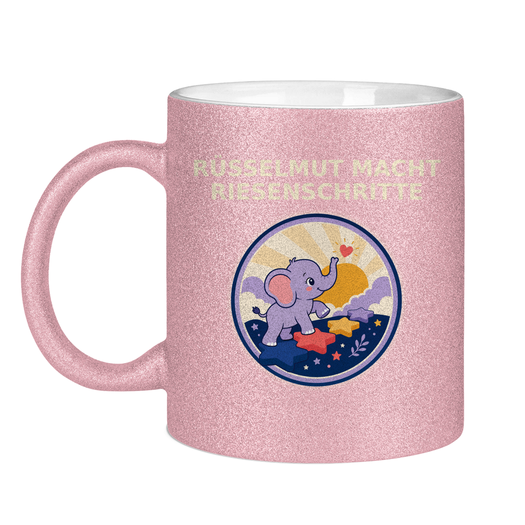 Glitzertasse Rüsselmut macht Riesenschritte Glitzer