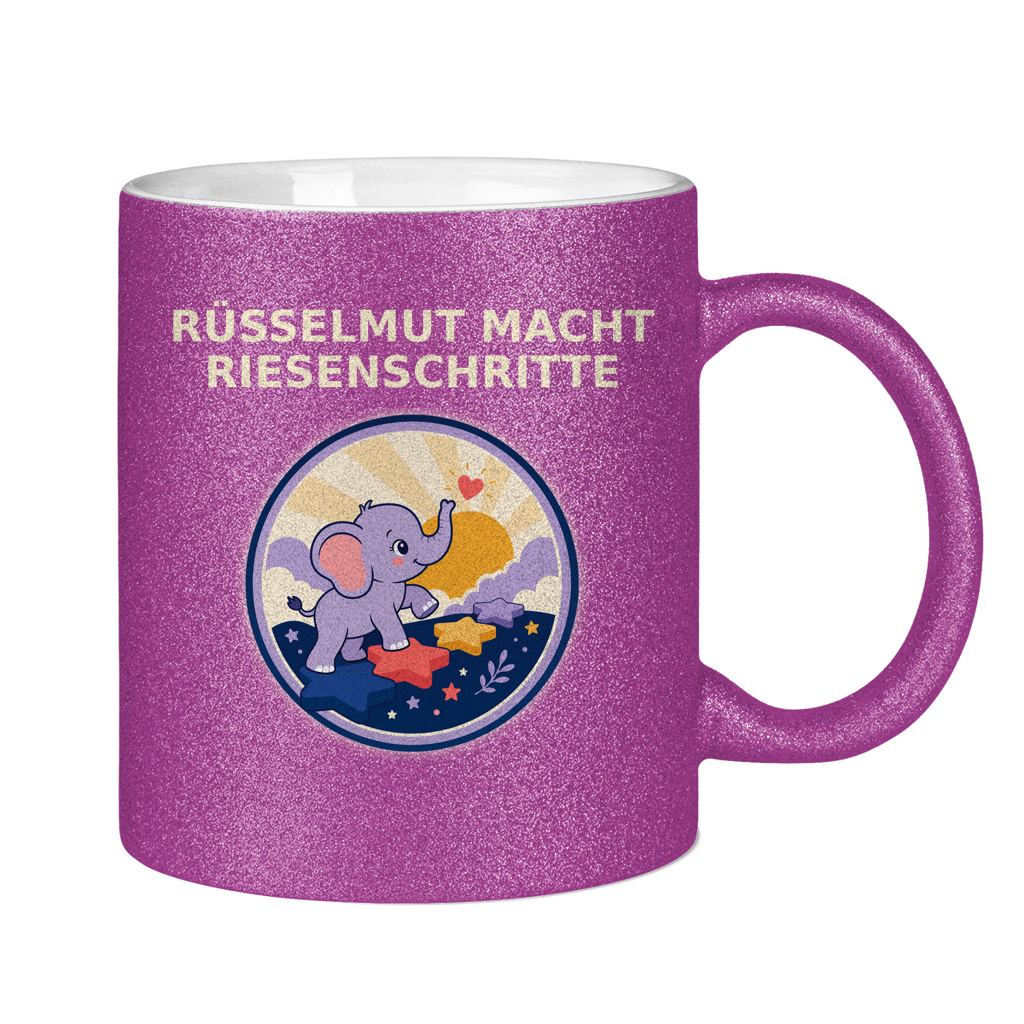 Glitzertasse Rüsselmut macht Riesenschritte Glitzer