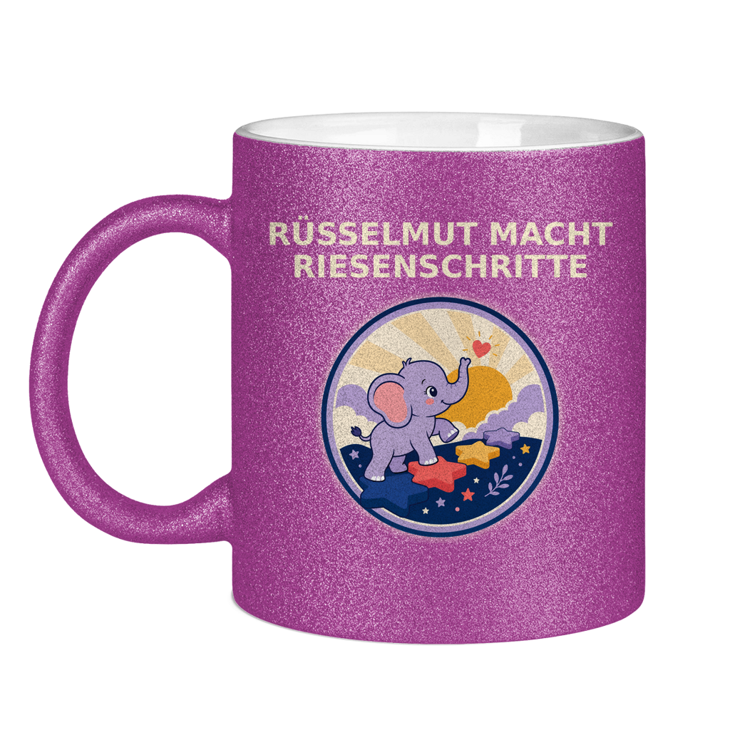 Glitzertasse Rüsselmut macht Riesenschritte Glitzer