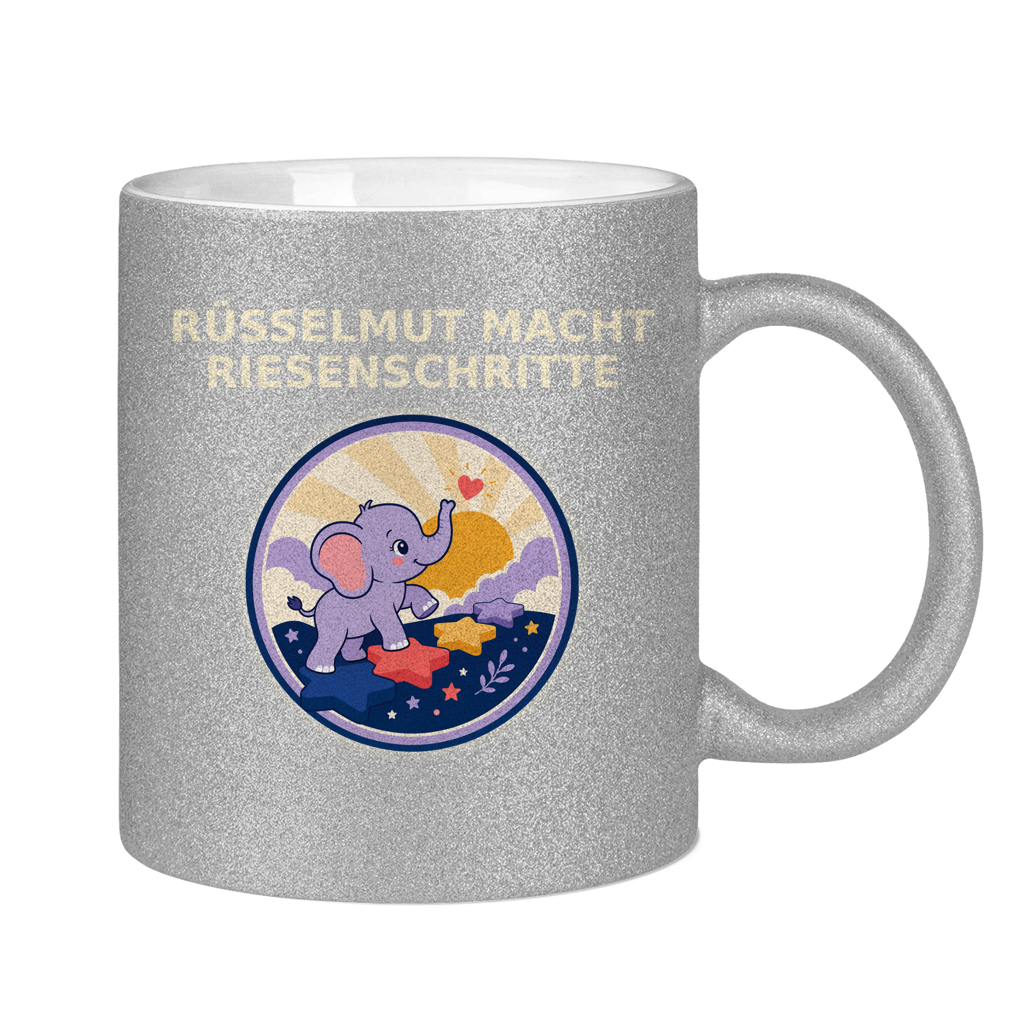 Glitzertasse Rüsselmut macht Riesenschritte Glitzer