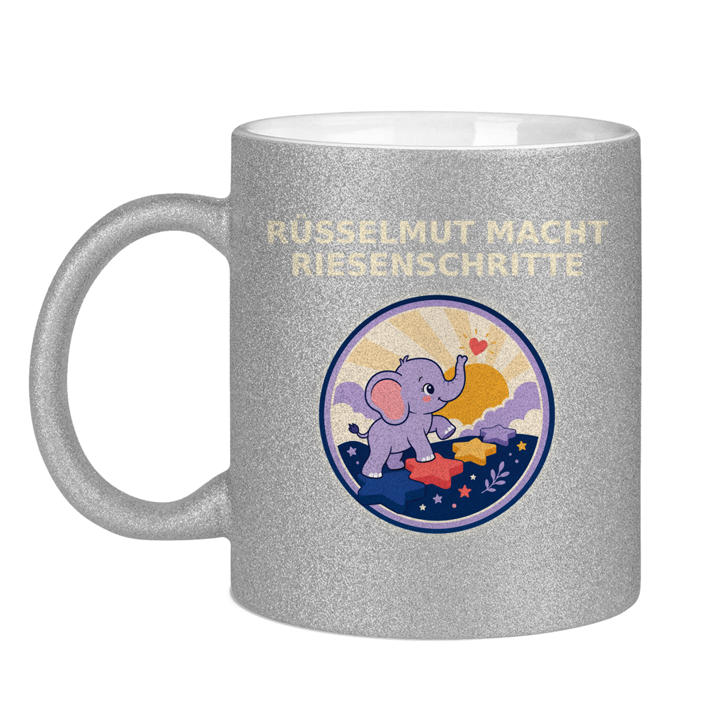 Glitzertasse Rüsselmut macht Riesenschritte Glitzer