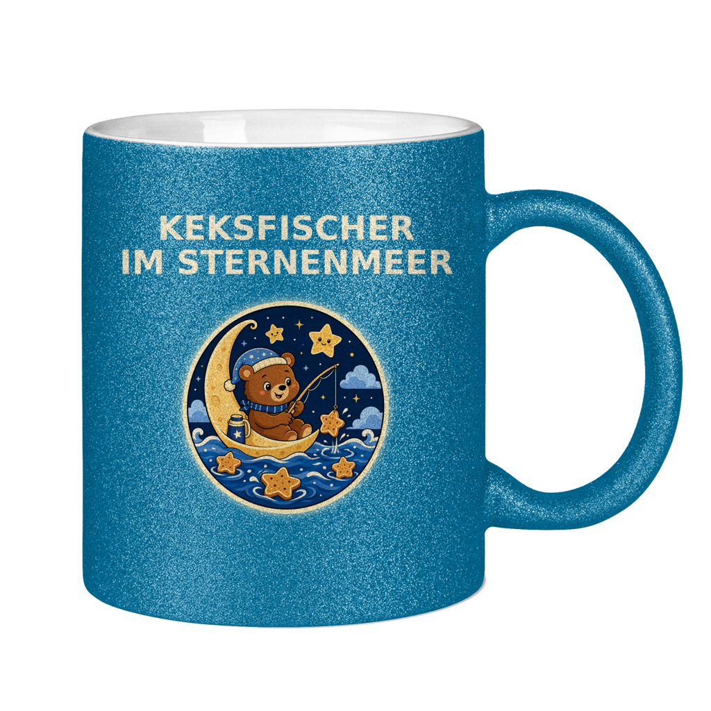 Glitzertasse Keksefischer im Sternenmeer Glitzer
