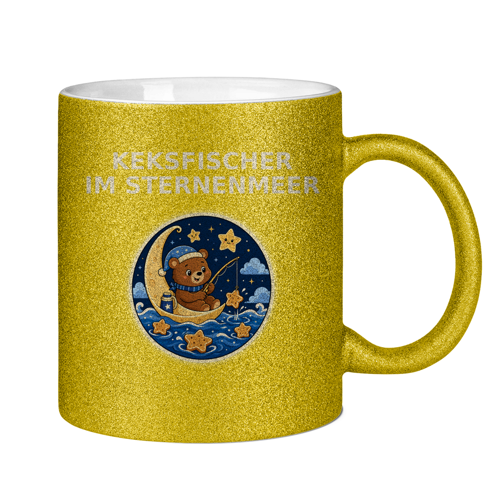 Glitzertasse Keksefischer im Sternenmeer Glitzer