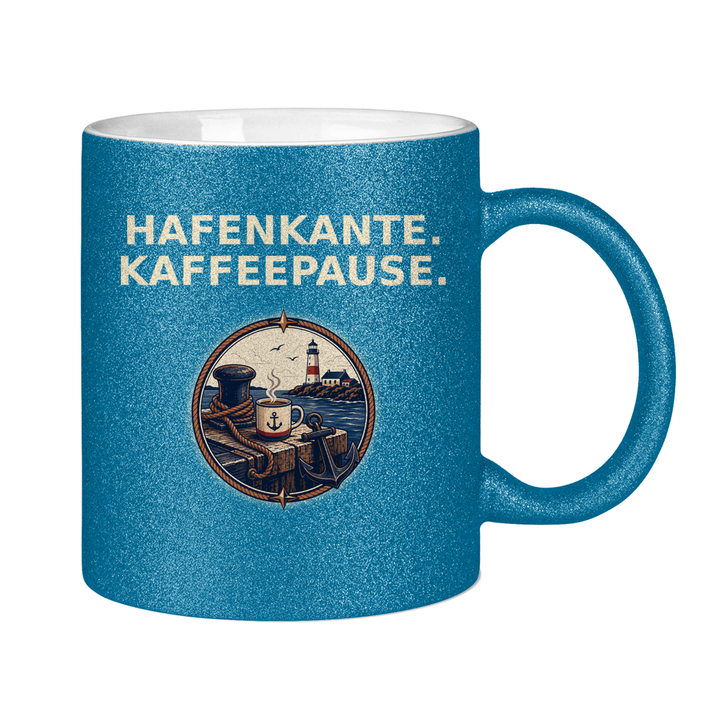 Glitzertasse Hafenkante Kaffeepause Glittzer