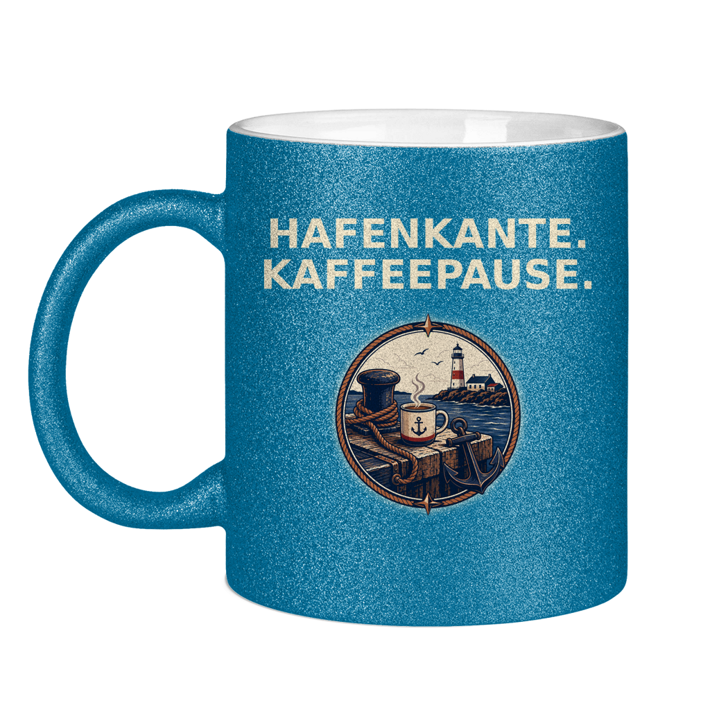 Glitzertasse Hafenkante Kaffeepause Glittzer