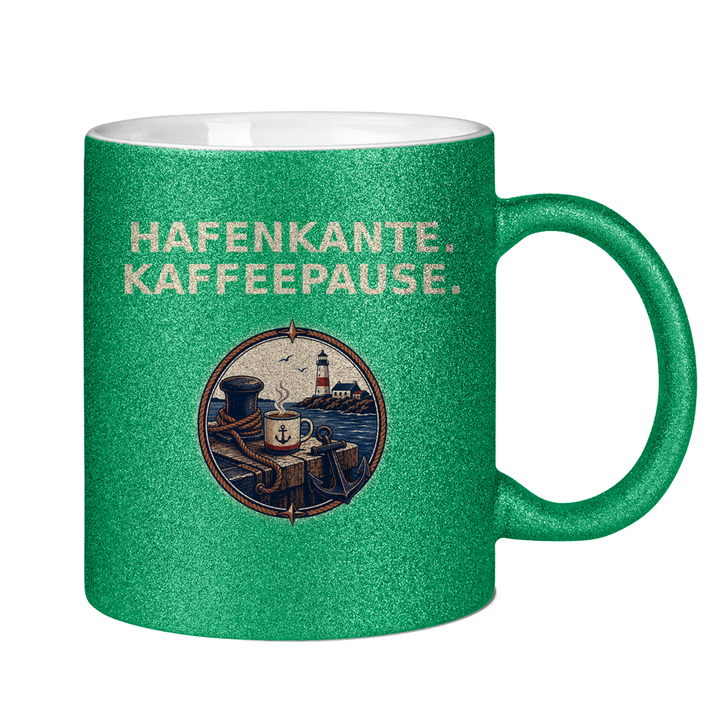 Glitzertasse Hafenkante Kaffeepause Glittzer
