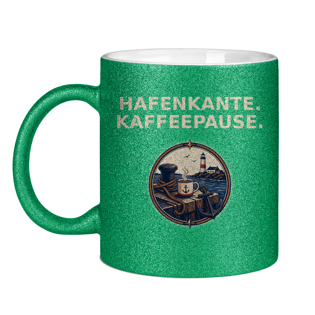 Glitzertasse Hafenkante Kaffeepause Glittzer