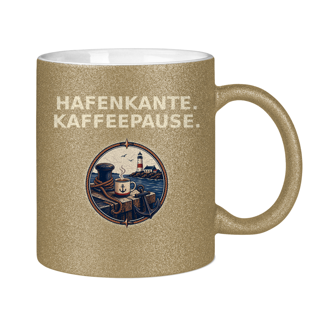 Glitzertasse Hafenkante Kaffeepause Glittzer