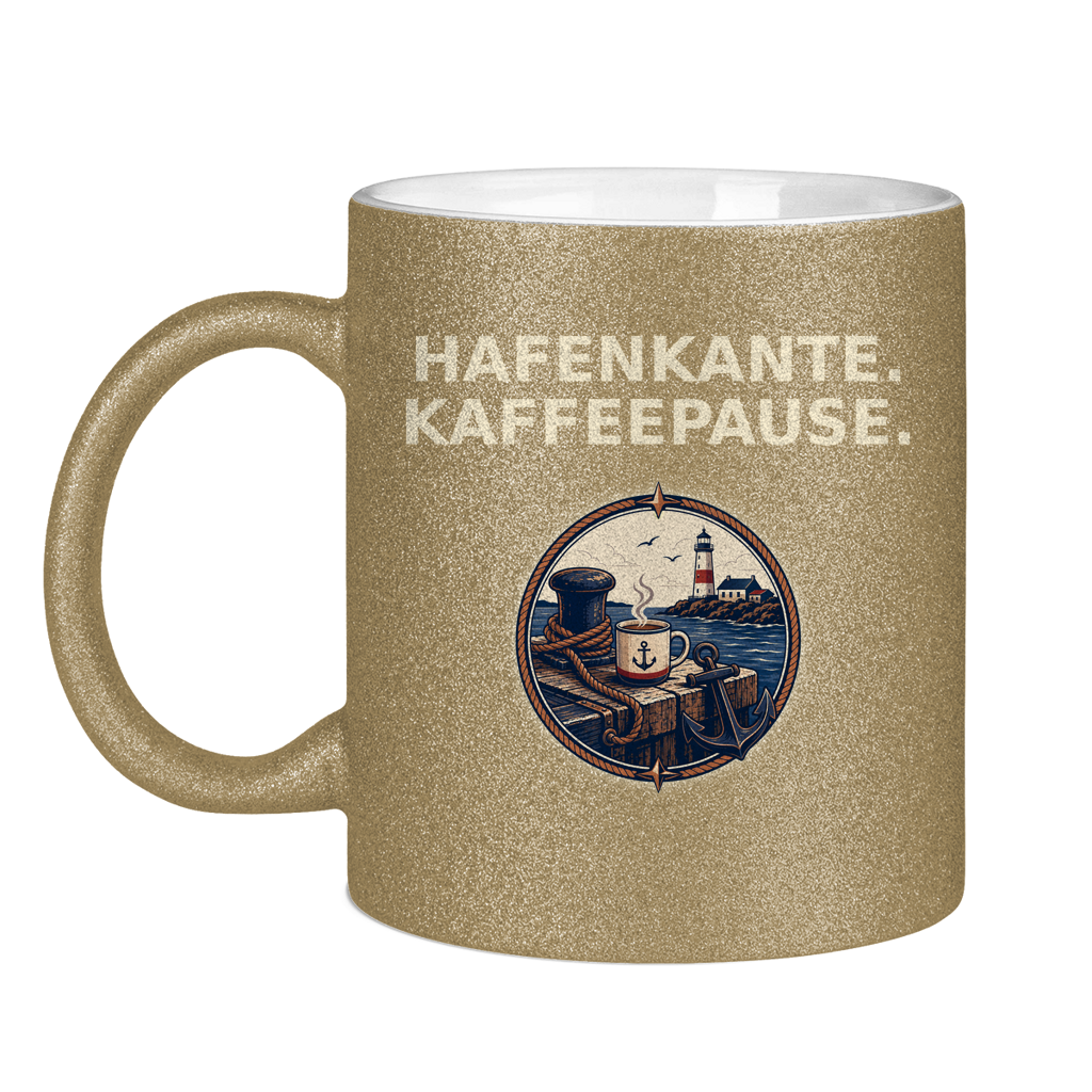 Glitzertasse Hafenkante Kaffeepause Glittzer
