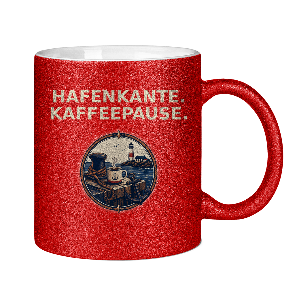 Glitzertasse Hafenkante Kaffeepause Glittzer