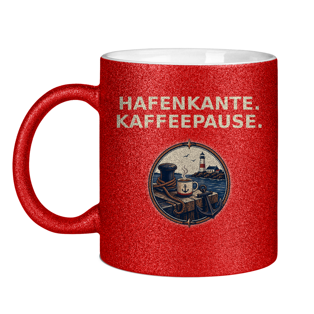 Glitzertasse Hafenkante Kaffeepause Glittzer
