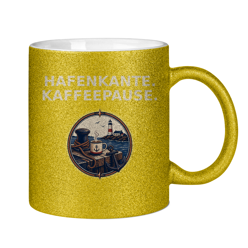 Glitzertasse Hafenkante Kaffeepause Glittzer