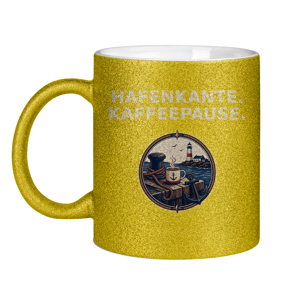 Glitzertasse Hafenkante Kaffeepause Glittzer