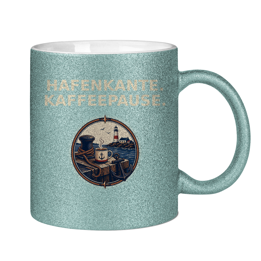 Glitzertasse Hafenkante Kaffeepause Glittzer