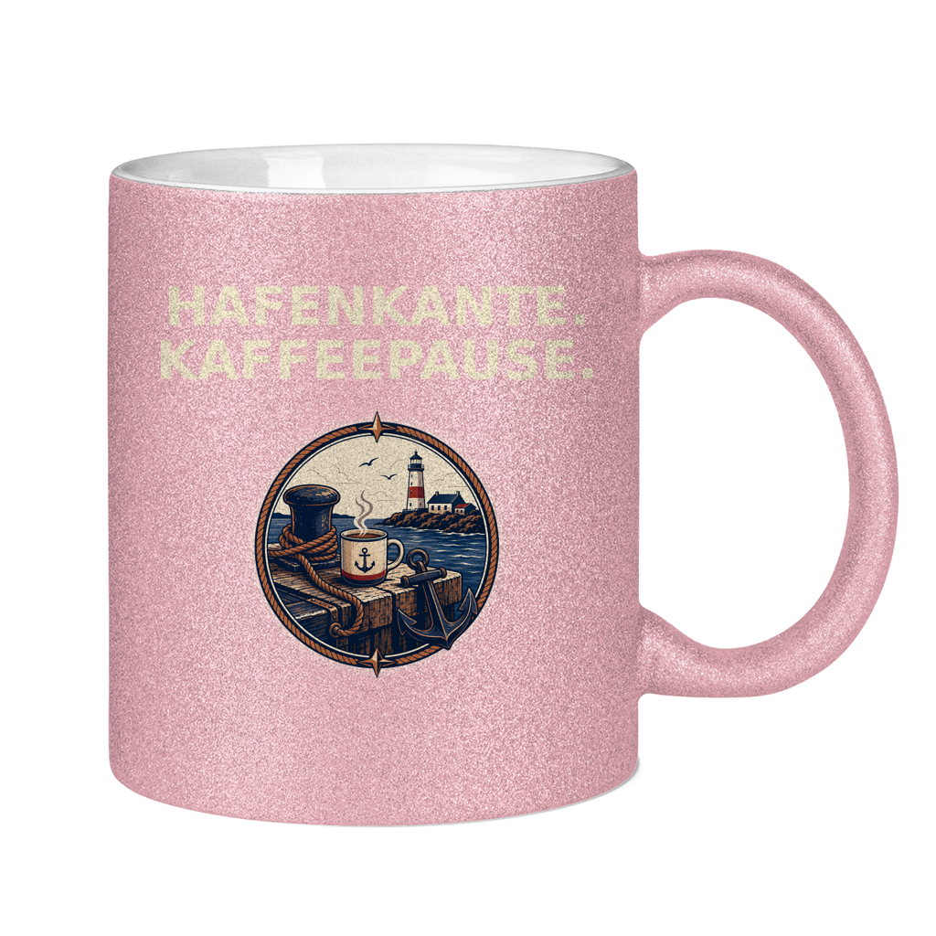 Glitzertasse Hafenkante Kaffeepause Glittzer