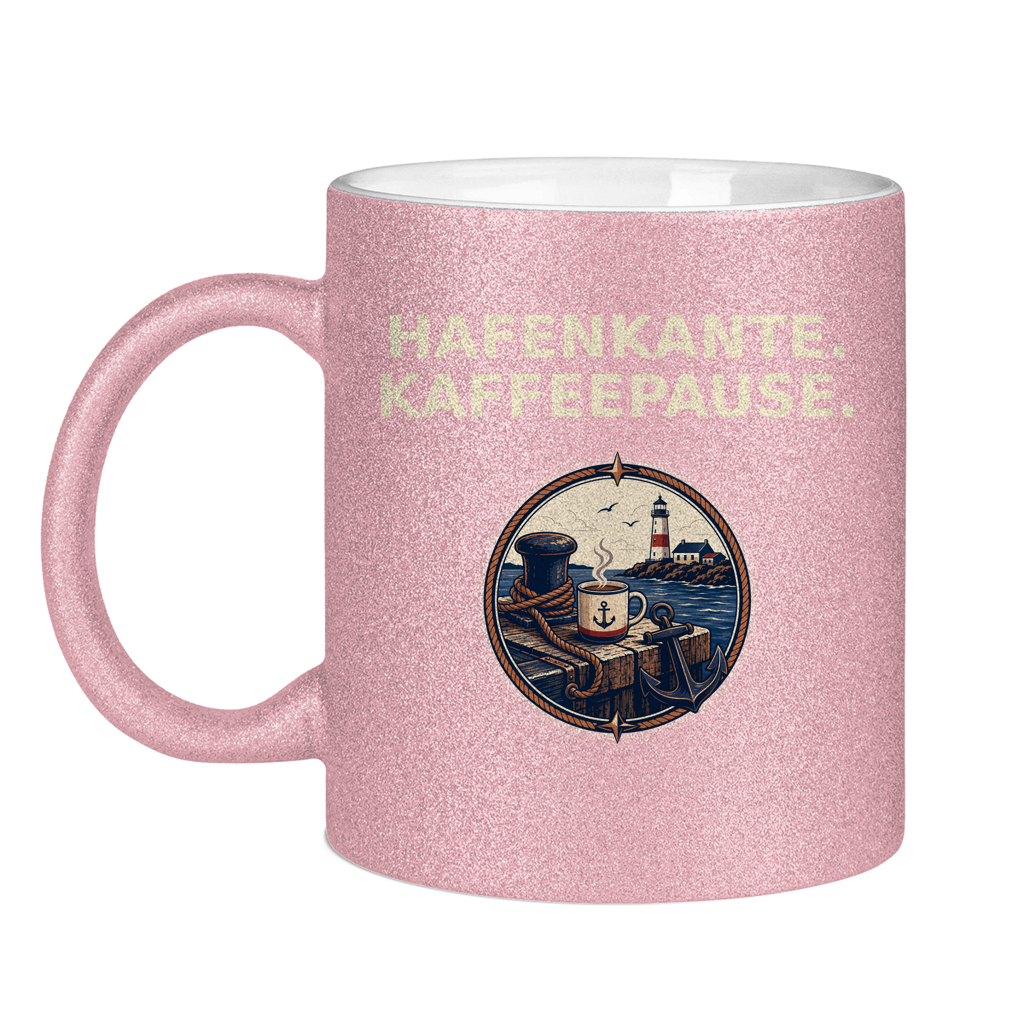 Glitzertasse Hafenkante Kaffeepause Glittzer