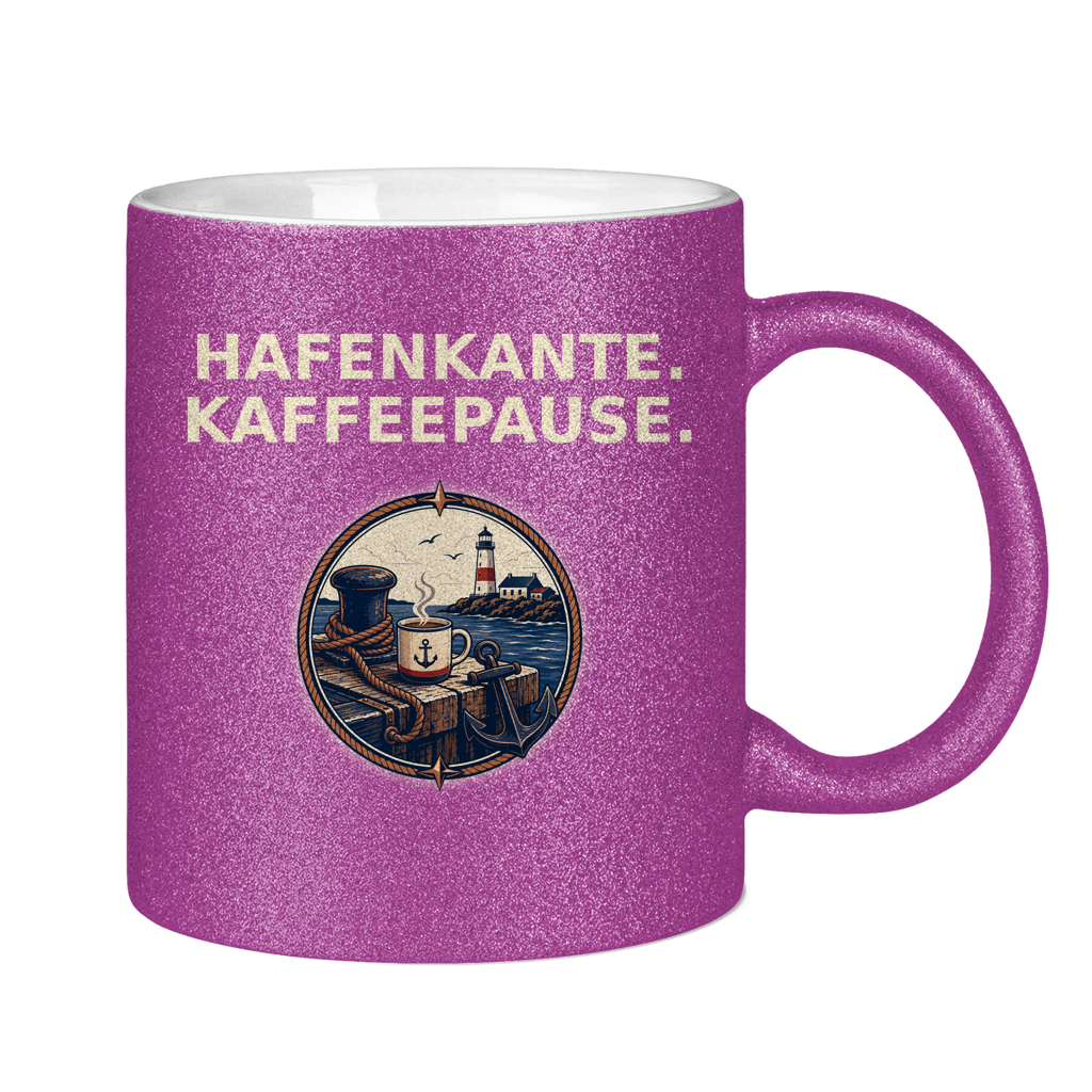 Glitzertasse Hafenkante Kaffeepause Glittzer