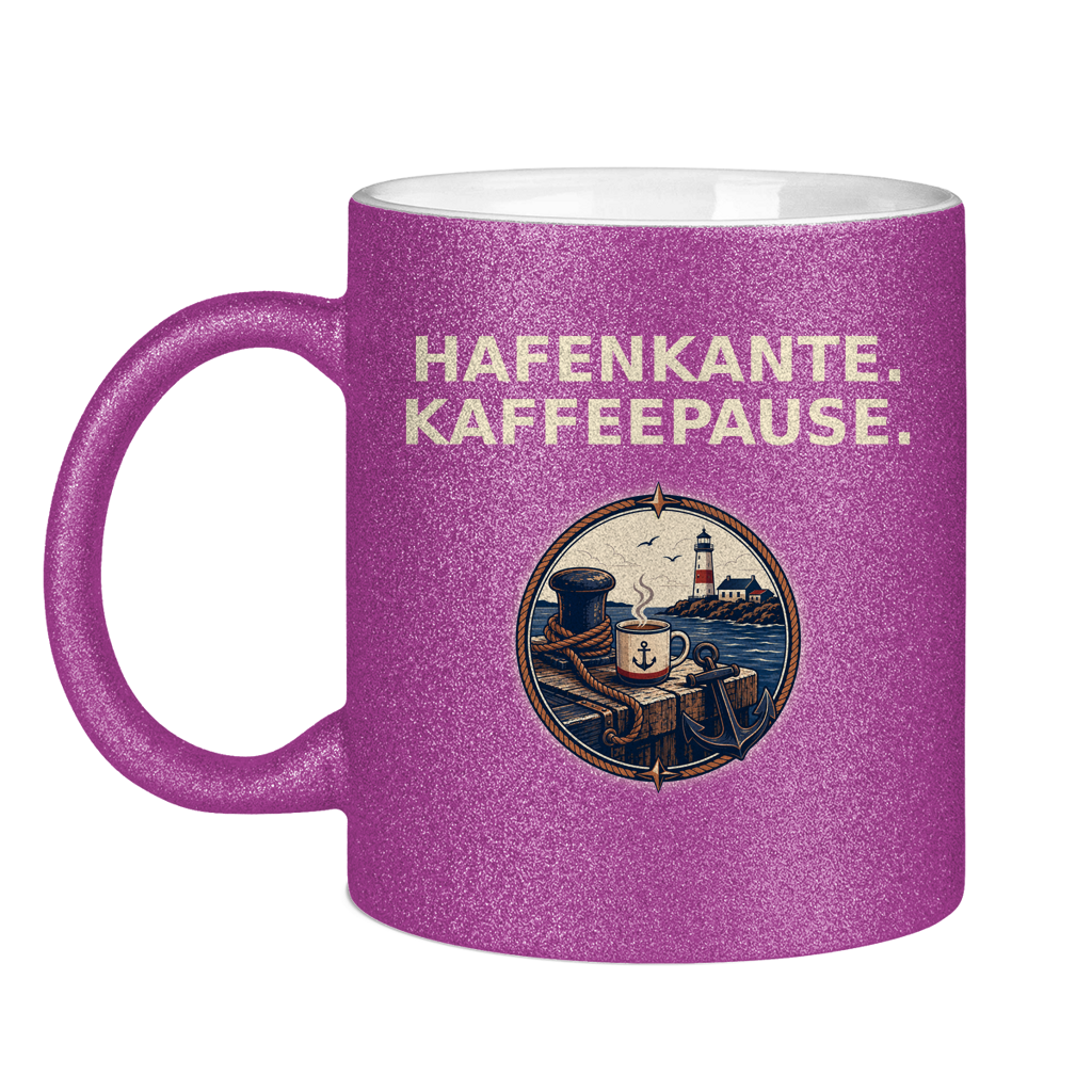 Glitzertasse Hafenkante Kaffeepause Glittzer