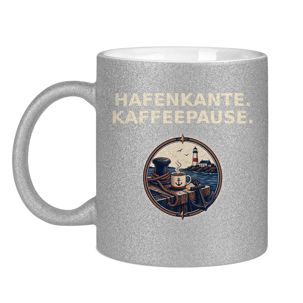 Glitzertasse Hafenkante Kaffeepause Glittzer